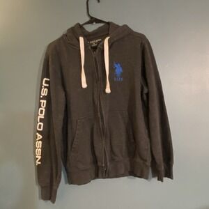 US POLO ASSOCIATION USPA Medium Mens Gray Fleece Jacket Sweatshirt Zip‎ Big Pony